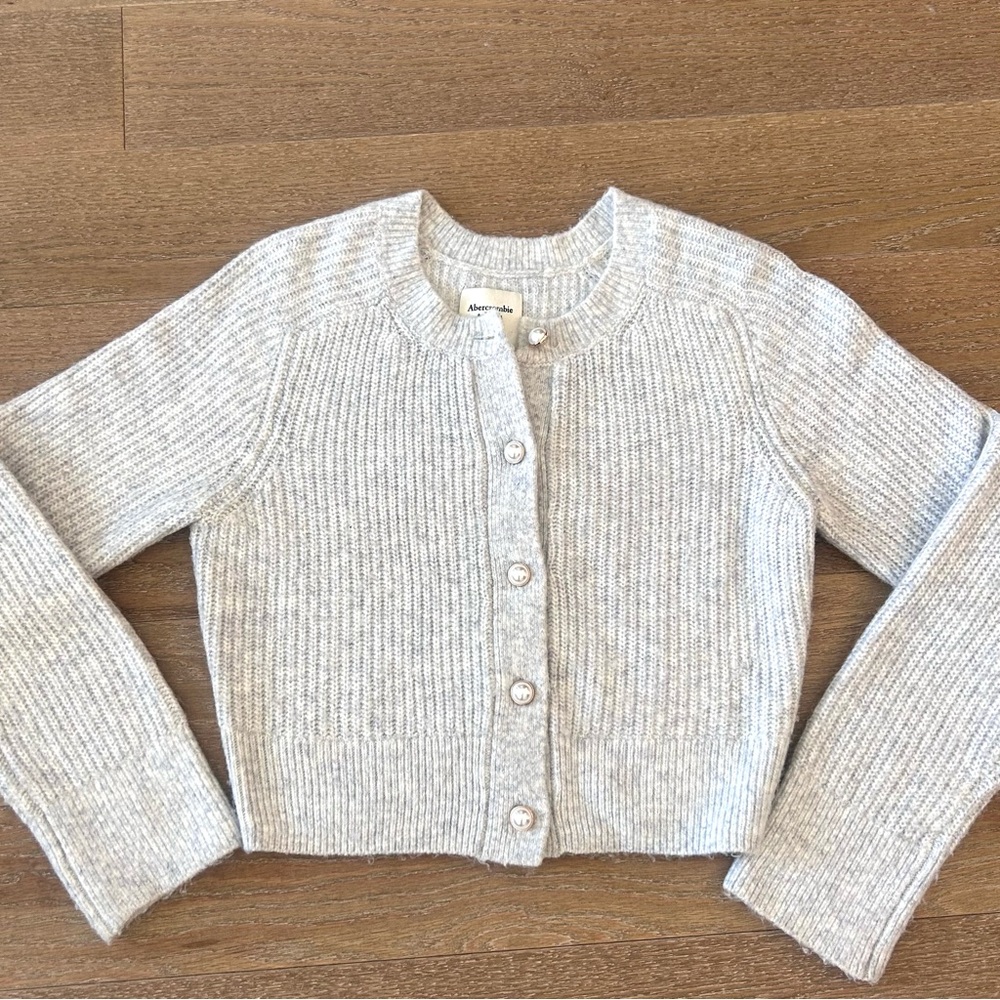 SOLD- Light gray Abercrombie cardigan sweater